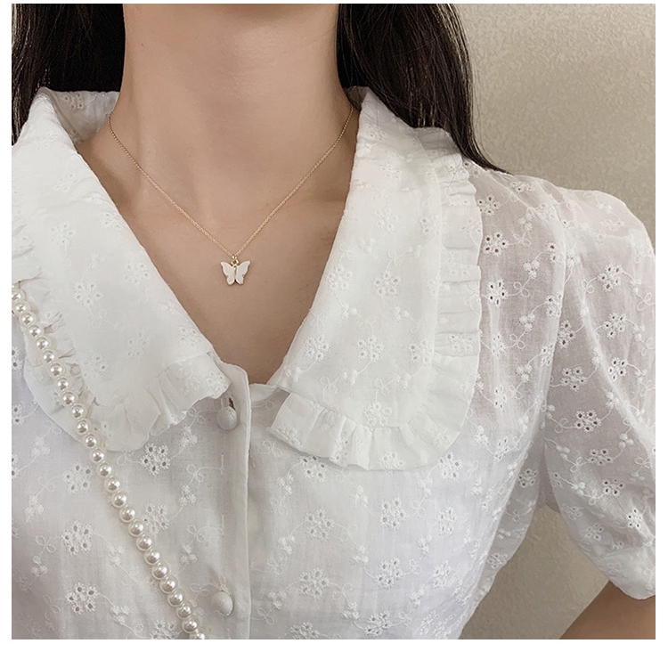 Kalung Choker Simple Liontin Kupu-Kupu Warna Permen Gaya Korea Untuk Wanita