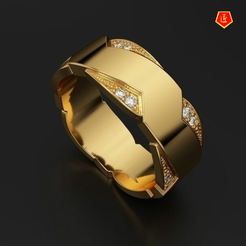 [Ready Stock]Fashion 18K Gold Diamond Ring Refined Personalized