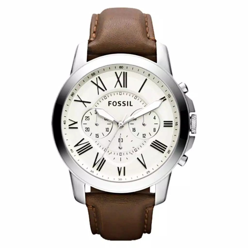 Fossil original fs4735 Tali kulit coklat silver