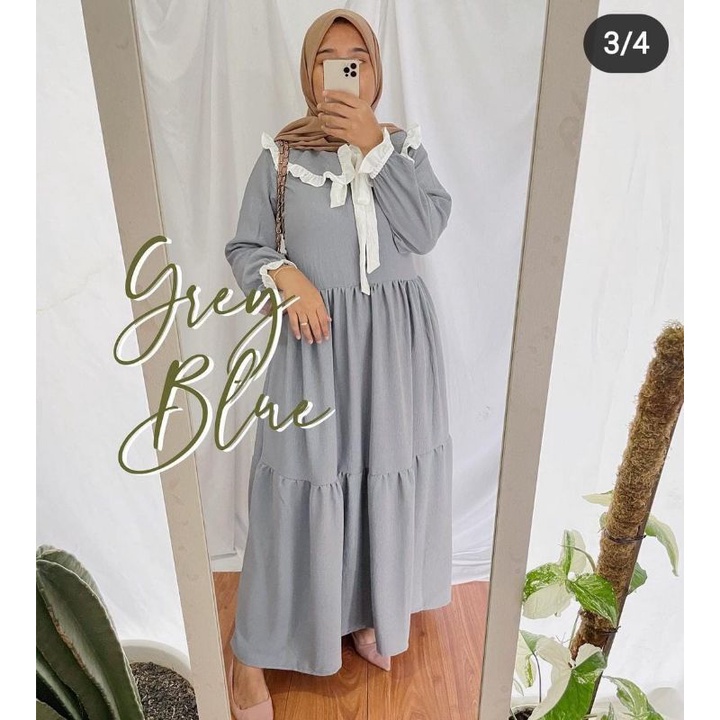 Fashion Muslim Gamis KHALIFA crinkle airflow mix renda terbaru dress Maxy tille kekinian