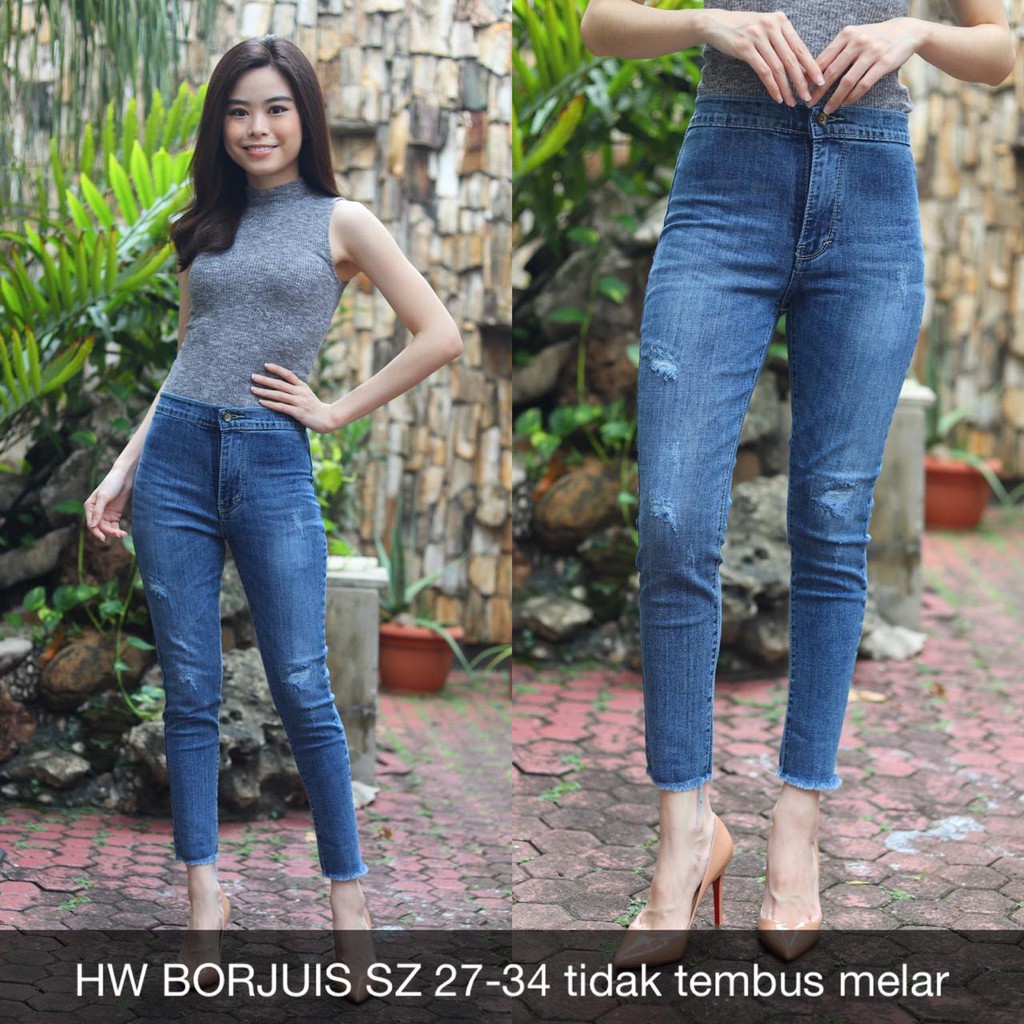  CELANA  JEANS  WANITA HW BORJUIS JEANS  brand JL Shopee  