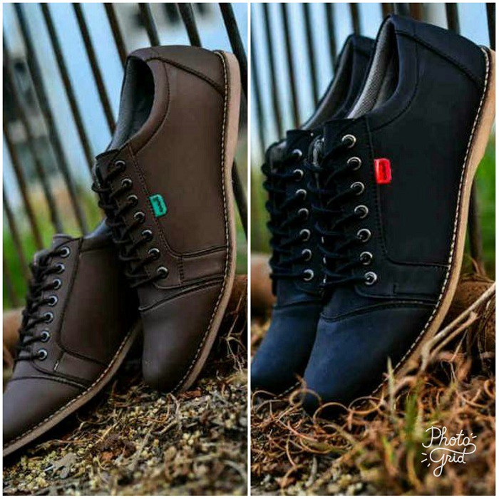 SEPATU KICKERS CASUAL SAKA PRIA COKLAT - HITAM