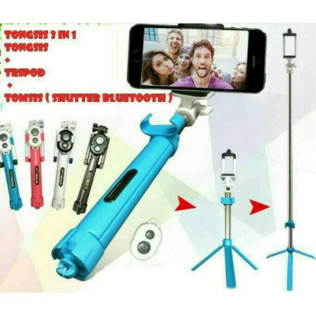 Selfie Stick 3in1 (Tongsis, Tomsis, Tripot)