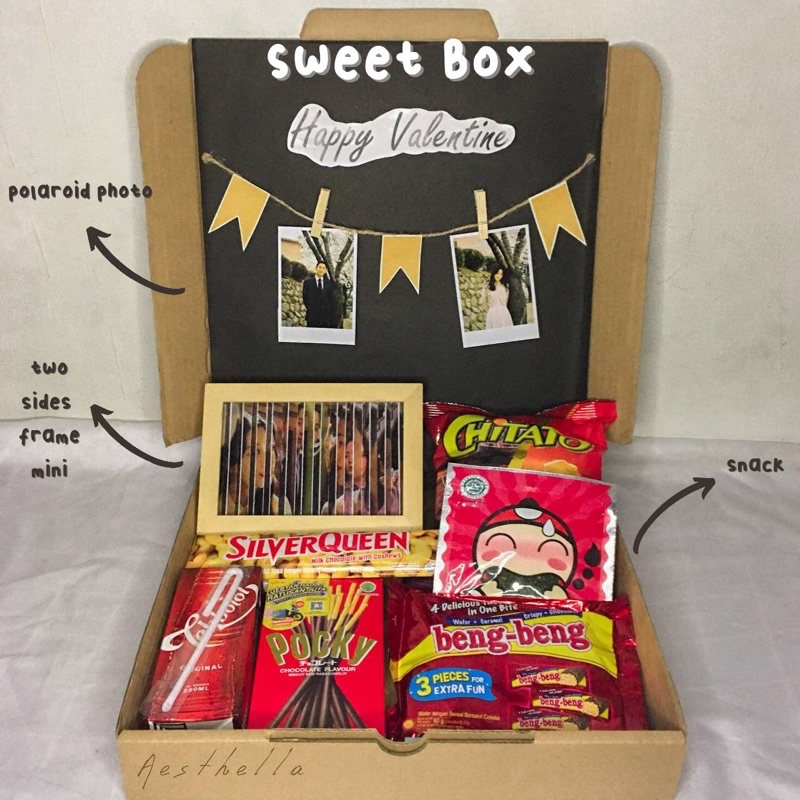 

SWEET BOX AESTHELLA.ID // SNACK BOX / KADO ULANG TAHUN / KADO ANNIVERSARY / KADO WISUDA / KADO MURAH / CUSTOM GIFT