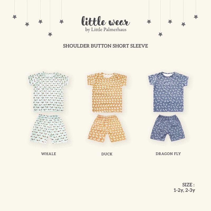 Little Wear 1-2y/2-3y/4-5y SHORT SHOULDER /Little Palmerhaus Setelan Baju OBLONG PENDEK