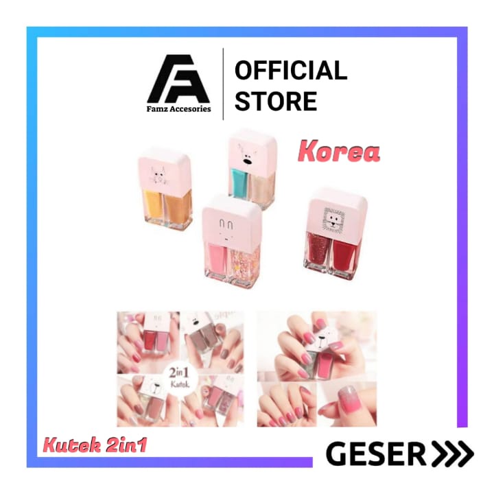 Famz - 2IN1 Kutek Kuteks Cutex Kuku 2in1 Type B Halal Gel Korean nail polish Cat Kuku Original Produ