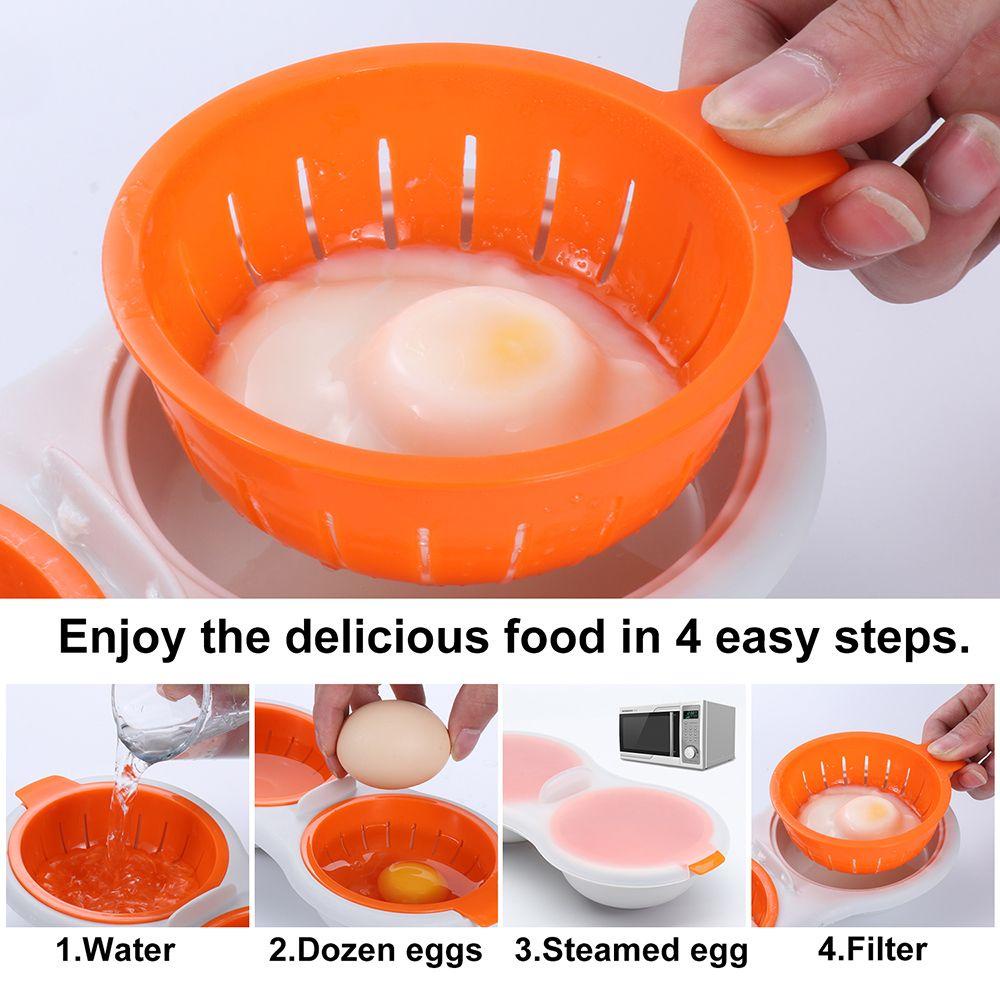 Preva Eggs Poacher Microwave Dapur Dengan Penutup Double Cup