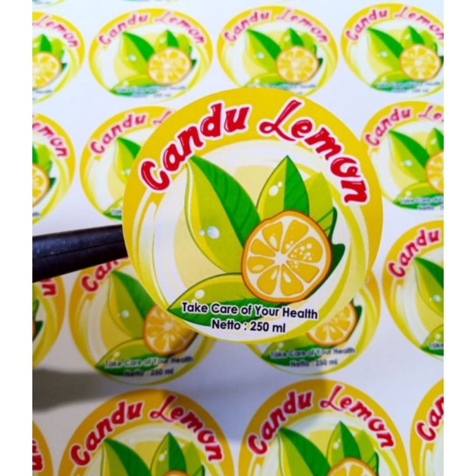 

cetak setiker label produk 5x5cm bulet , makanan, toko, dll