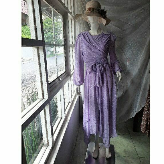 Dress Lilac Kimono Lafreya LFY Premium Bangkok Import Vintage Pesta bentuk rok zigzag