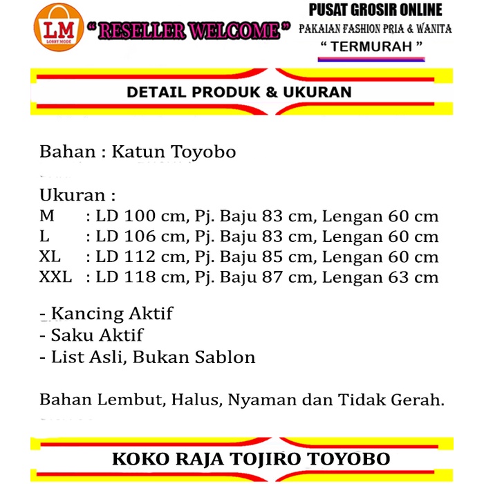 LM 23554 - 23560 Baju Koko Pria Lengan Panjang Muslim QURTA RAJA TOJIRO SIZE M L XL XXL-8