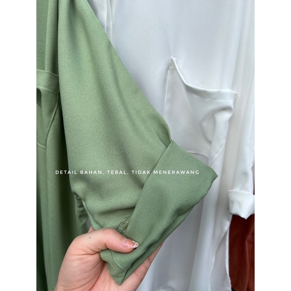 READYBASIC - KEMEJA BLOUSE LENGAN 3/4 BAHAN KATUN BOTTEGA MODEL ASYMMETRIC HIJAB FRIENDLY