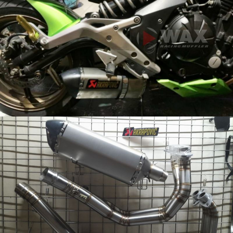 KNALPOT AKRAPOVIC BIG SIZE IMPORT FOR KAWASAKI ER6 ER6N ER6F FULL SYSTEM