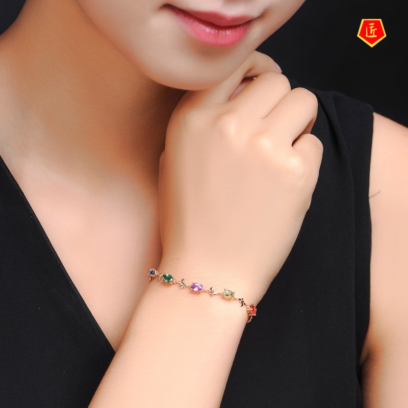 [Ready Stock]Fashion Colorful Gem Sapphire Bracelet