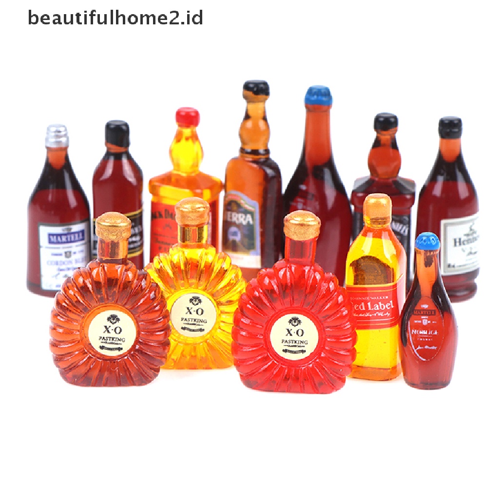 (beautifulhome2.id) 10pcs / Set Miniatur Botol Minuman Skala 1: 12 Untuk Aksesoris Dapur Rumah Boneka