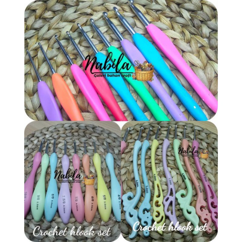 (satu set) Crochet hlook set/ jarum rajut/ hakpen rajut