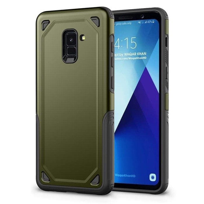 SS9009 - TOUGH RUGGED ARMY ARMOR CASE GALAXY A8 2018 GREEN