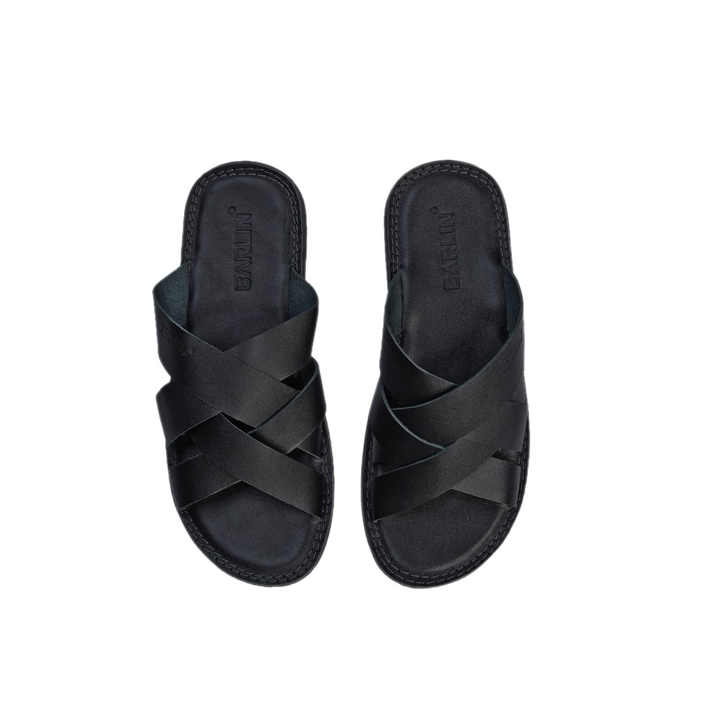 Sandal Pria Full Kulit asli 100% - Sendal Slop Terlaris Barlin Original - SM03