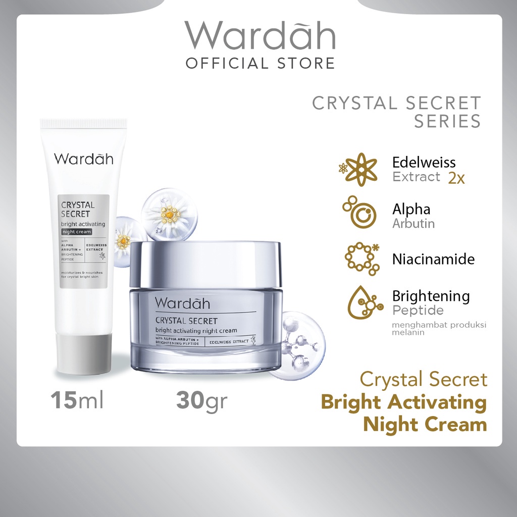 Wardah Crystal Secret Bright Activating Night Cream (Krim Malam Mencerahkan)