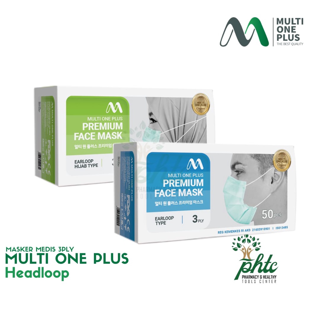 MULTI ONE PLUS Premium Face Mask l Masker 3 Ply Berizin KEMENKES l Masker Medis Multioneplus 3Ply Warna Hijau