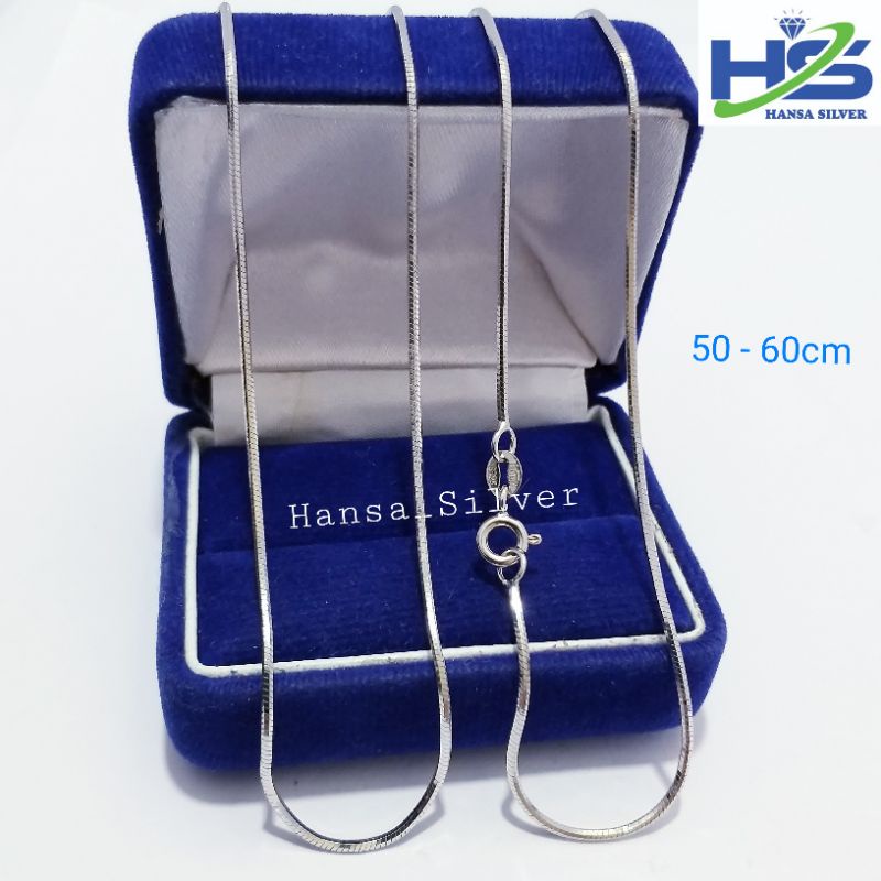 Kalung Perak Asli Silver 925 Lapis Emas Putih Model Cassandra Bulat Ukuran 45 50 60 Cm - Kalung Perak Pria Wanita Anti Karat