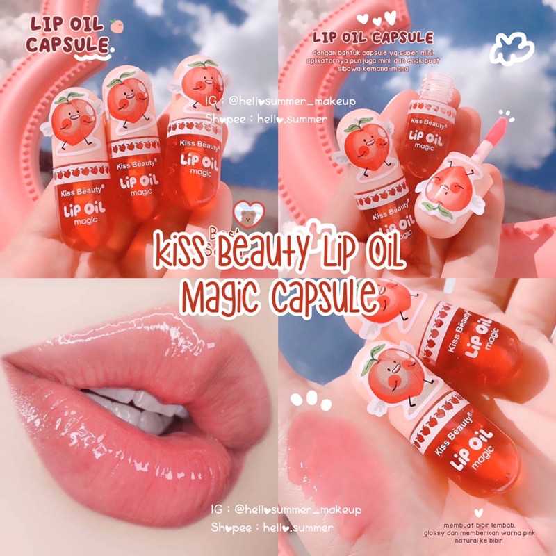 [ORI THAILAND] Kiss Beauty Peach Mini Capsule Magic Lip Oil