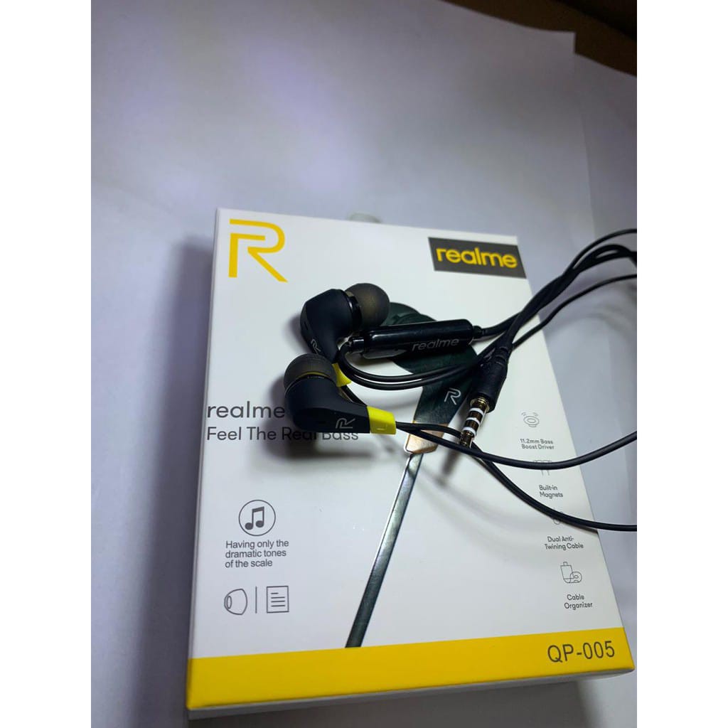 Handsfree Headset Realme Super Bass QP-005 Stereo Earphone 3.5mm Audio Jack Universal