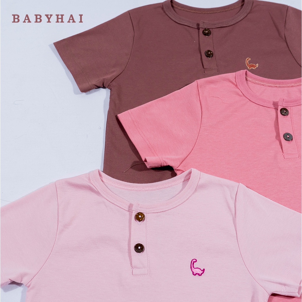 Baju Bayi Anak Perempuan Laki Laki Setelan Pendek Polos Kancing Depan Baby Hai 1pcs