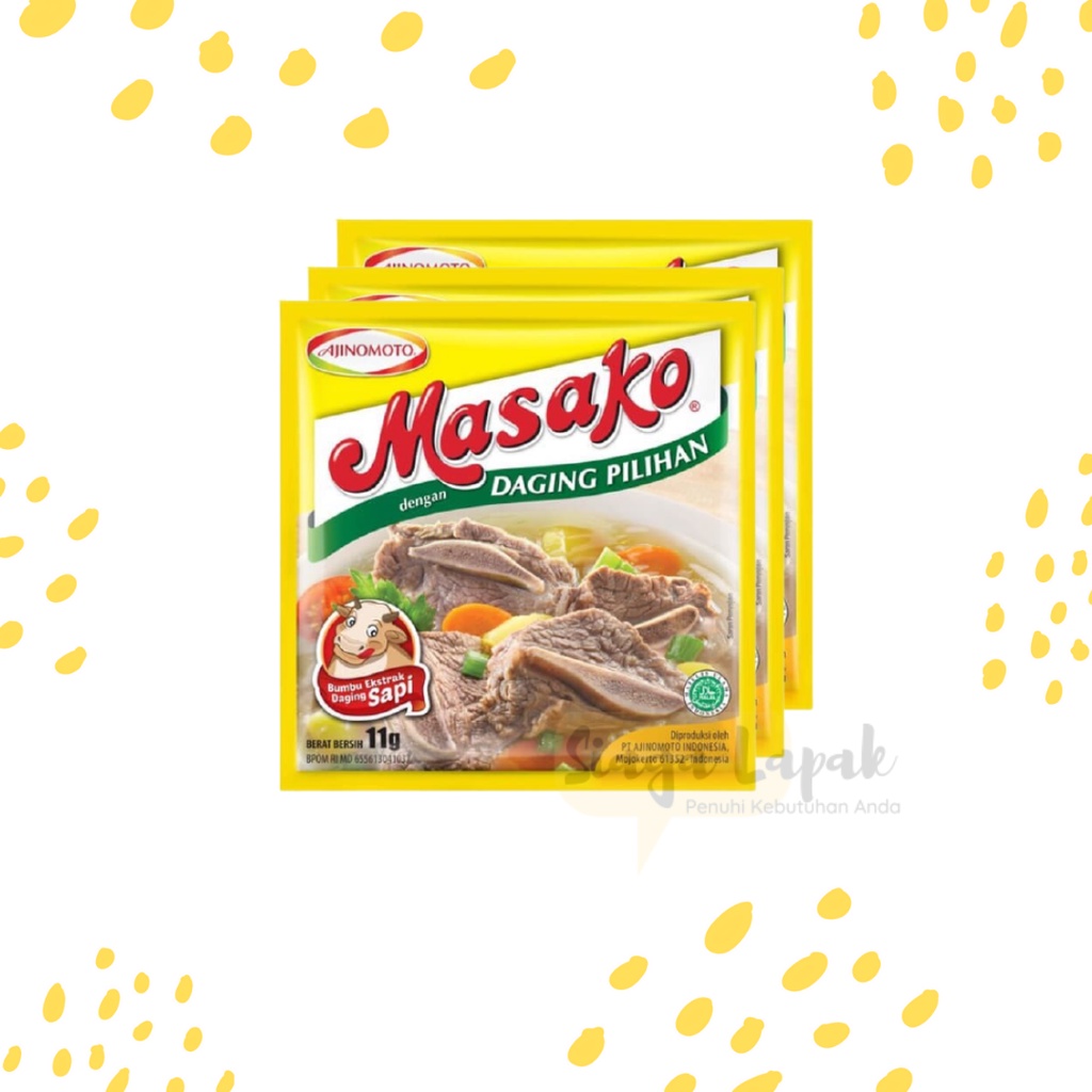 Masako Kaldu Rasa Sapi Bubuk Sachet 9 gr - 1 Renteng isi 12 pc