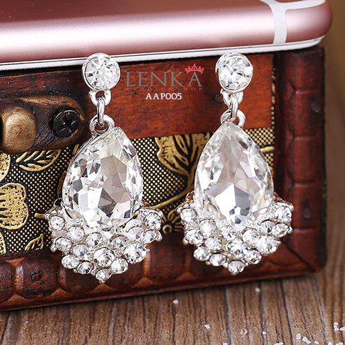 [SIAP KIRIM] AKSESORIS ANTING CRYSTAL PENGANTIN PESTA WEDDING MODERN AAP005