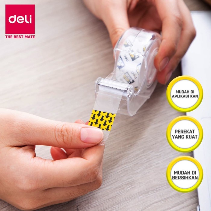 

DELI Celotape / isolasi - Super Clear/Bening Office Tape 18mm EA30211