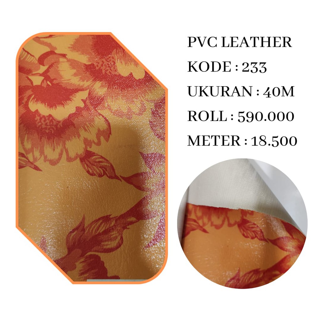 BAHAN KAIN KULIT SINTETIS / KAIN PVC LEATHER IMITASI KEMBANG RH18N#228 . 2C HARGA PERMETER