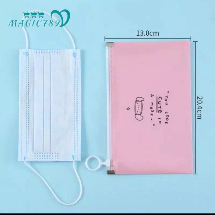 KOSMETIKTAS- DOMPET MASKER POUCH MASKER ZIPPER - TRANSPARAN -TAS-KOSMETIK.