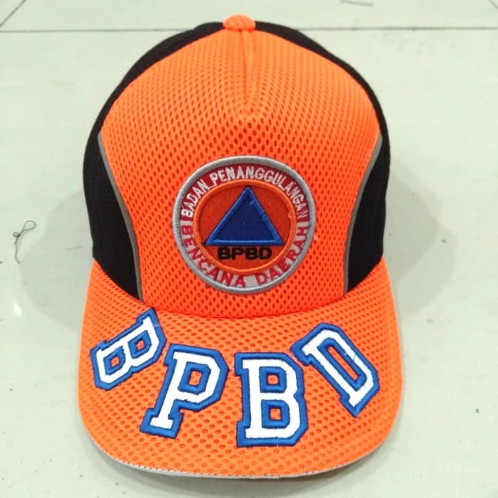 topi jaring BPBD kombinasi oren