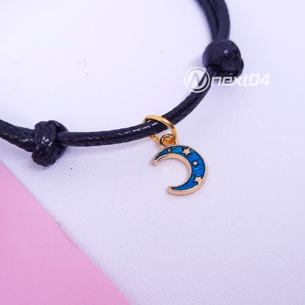 Gelang Couple Magnet Pasangan Bestie Sahabat Pacar Korea Bulan Bintang Hitam Murah-Bulan Hijau (1pcs)