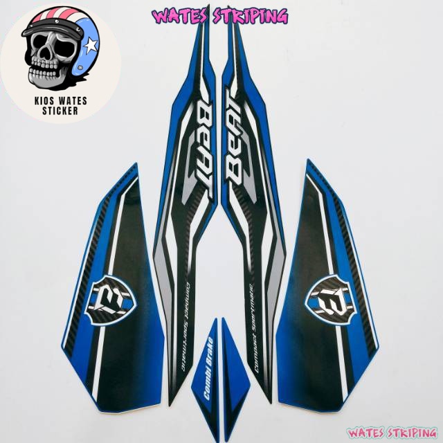 Striping Decal Polet Sticker honda beat fi esp 2018 2019 biru hitam stiker list motor standar berkua