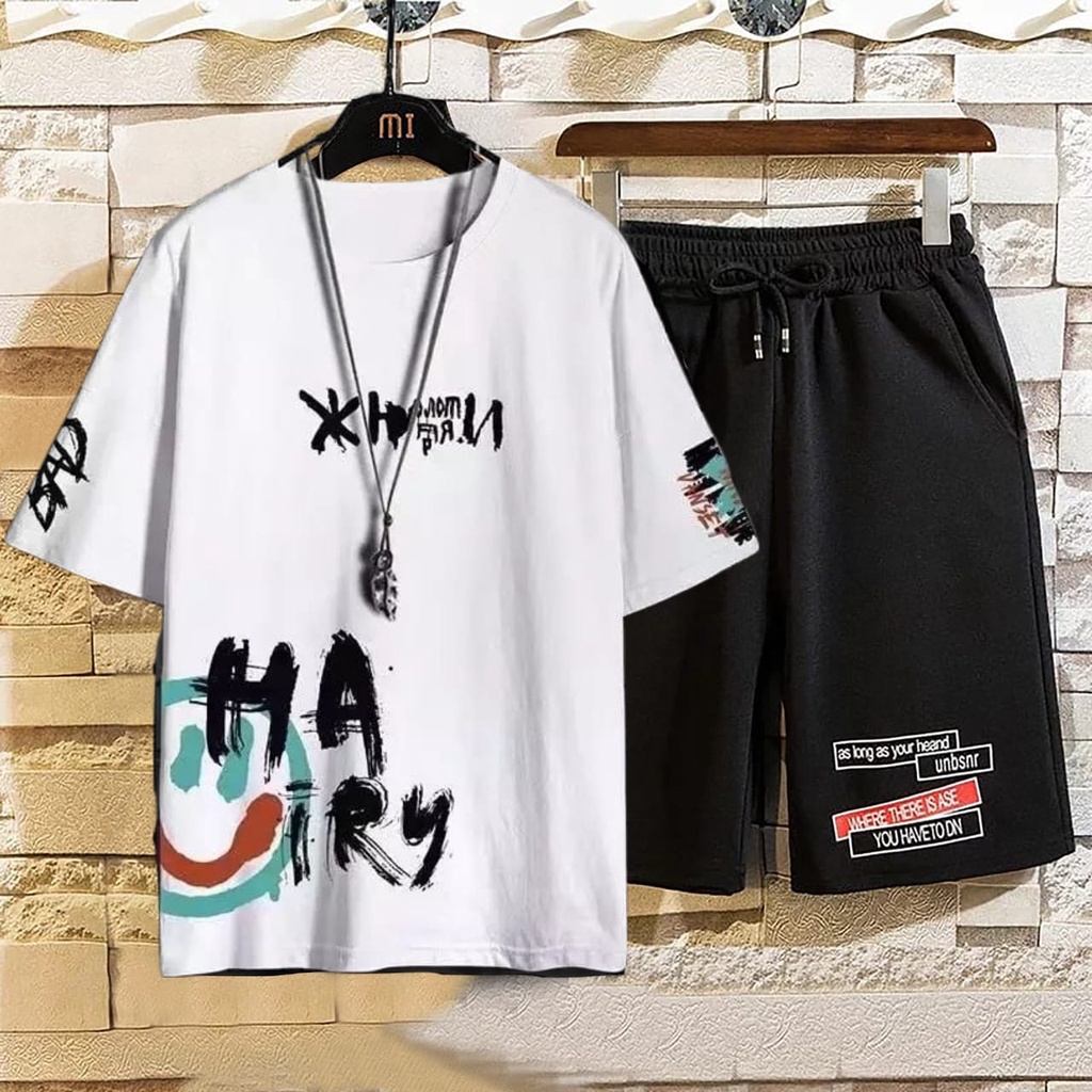 COD - setelan terbaru oversize size M|L,XL setelan pakaian pria distro keren set.VANSET- belibeli
