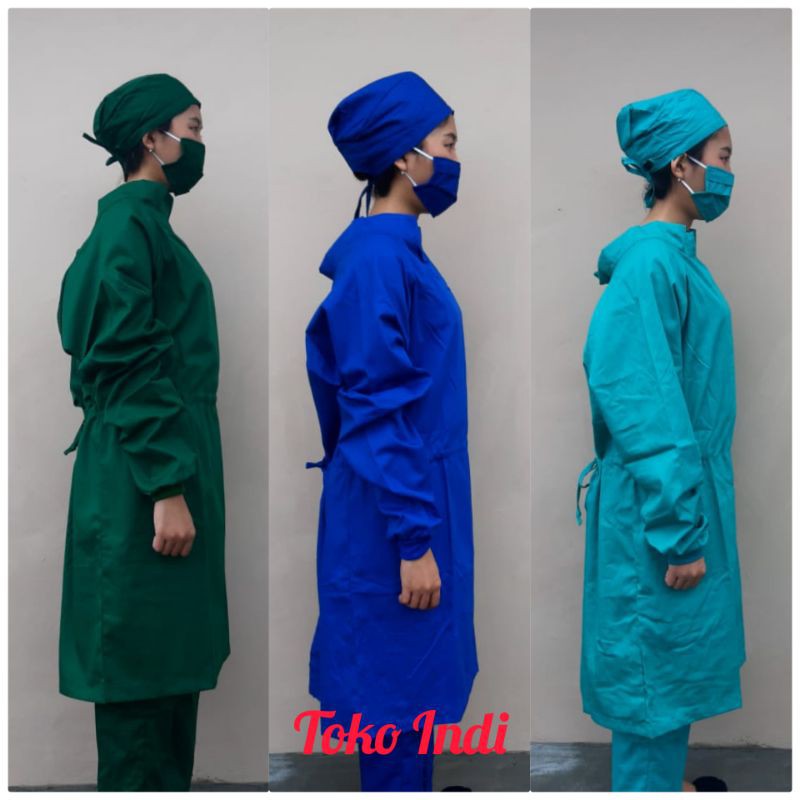 Baju Operasi/ Jubah Operasi / Jas / OKA warna hijau ( Baju, Celana, Topi, Masker )