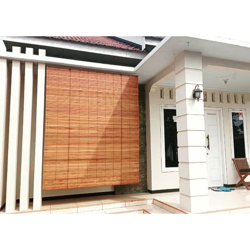 Tirai Kayu Krey Kayu Krei Kayu Bengkirai Finishing Ukuran 200 x 250