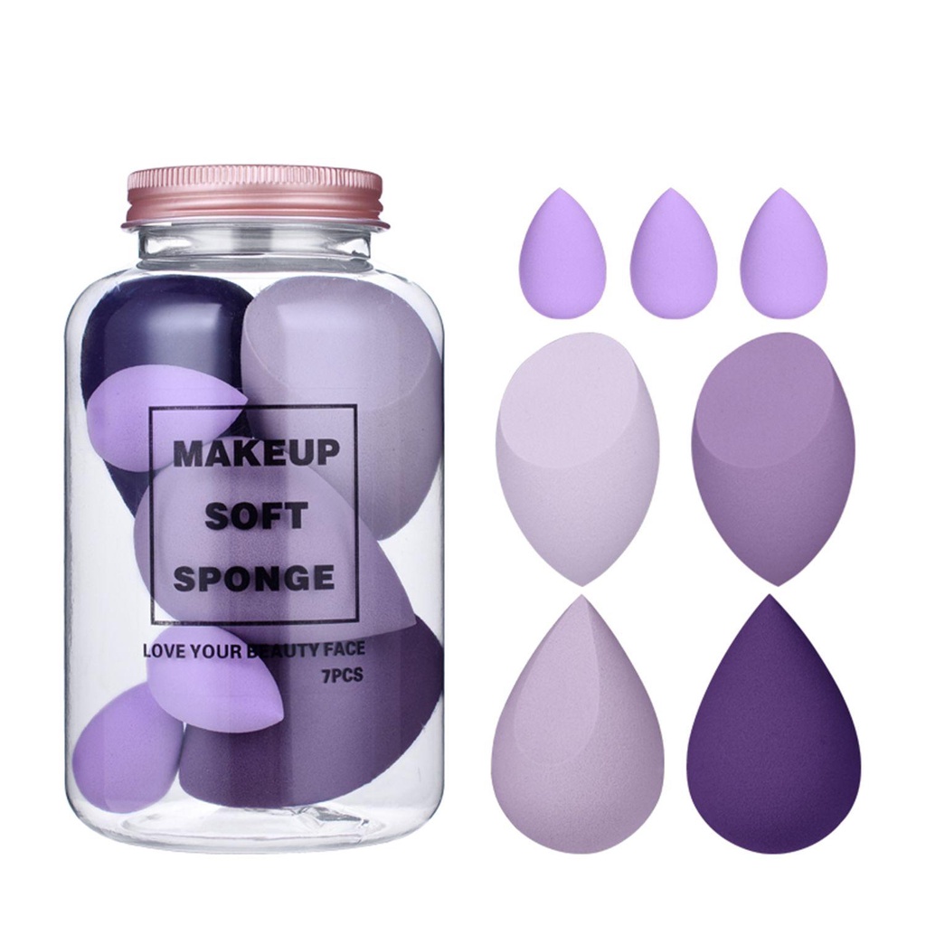 R-flower 7pcs Spons Makeup Kosmetik/ Multi Shapes Make Up Tools Foundation Blending Sponge