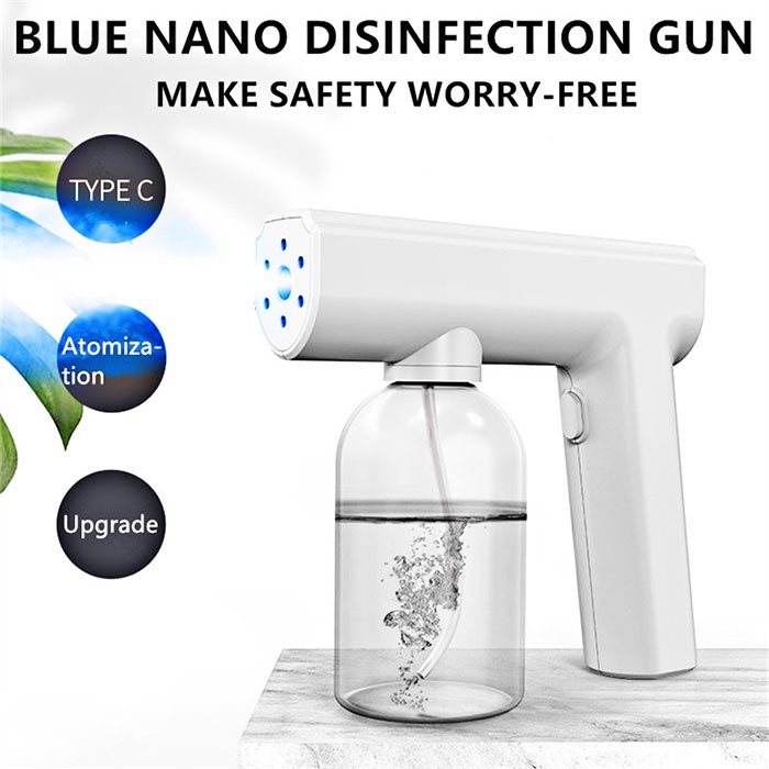 Nano Spray Gun Disinfectant Disinfektan Spray Gun Disinfectant Wireless Fogging Machine Nirkabel Fogging Machine Blue Light 300ML