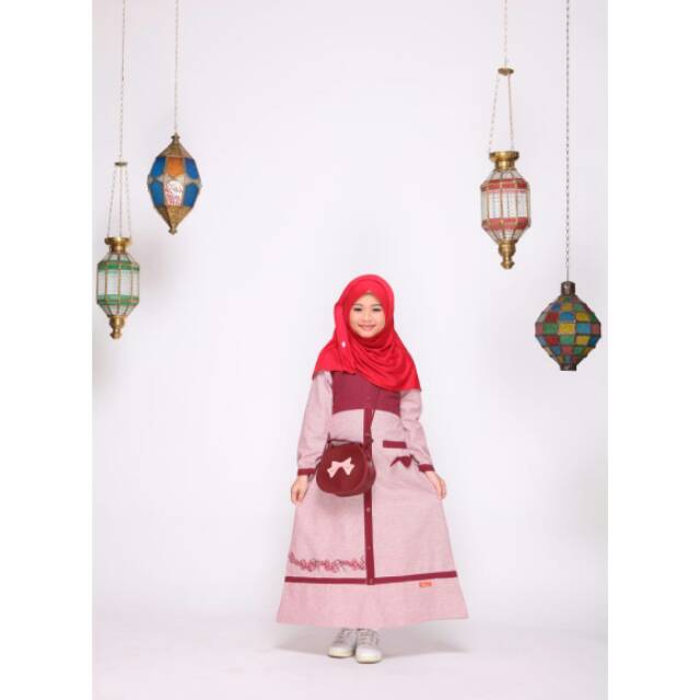 Gamis Anak Nibras Merah Maroon NSAP 57 Maroono