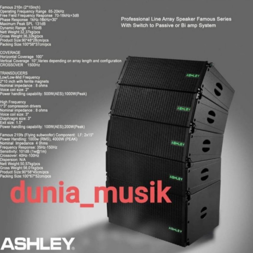 speaker line array ashley famous 210 original garansi 1 tahun