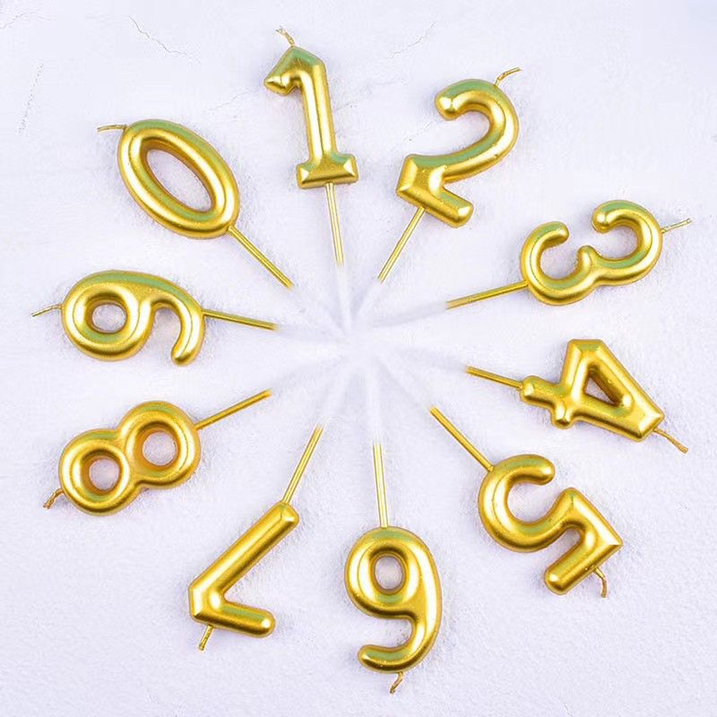 ☀ INDOLAND ☀ R565 lilin angka 0 -9 gold dan silver / Lilin Ultah emas perak / Lilin Angka ulang tahun nomor ultah