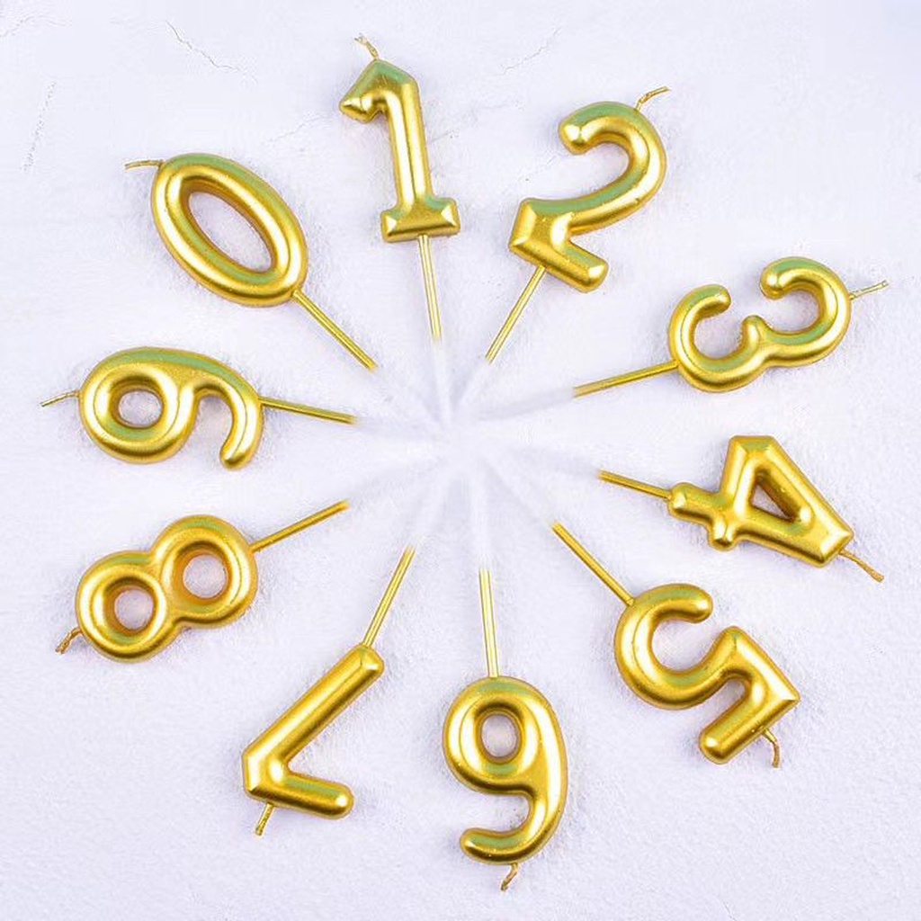 ☛TK☚ R565 Lilin Angka Ulang Tahun Ultah / Birthday Numeric Candle / Birthday Number Candle Warna Gold Metalik