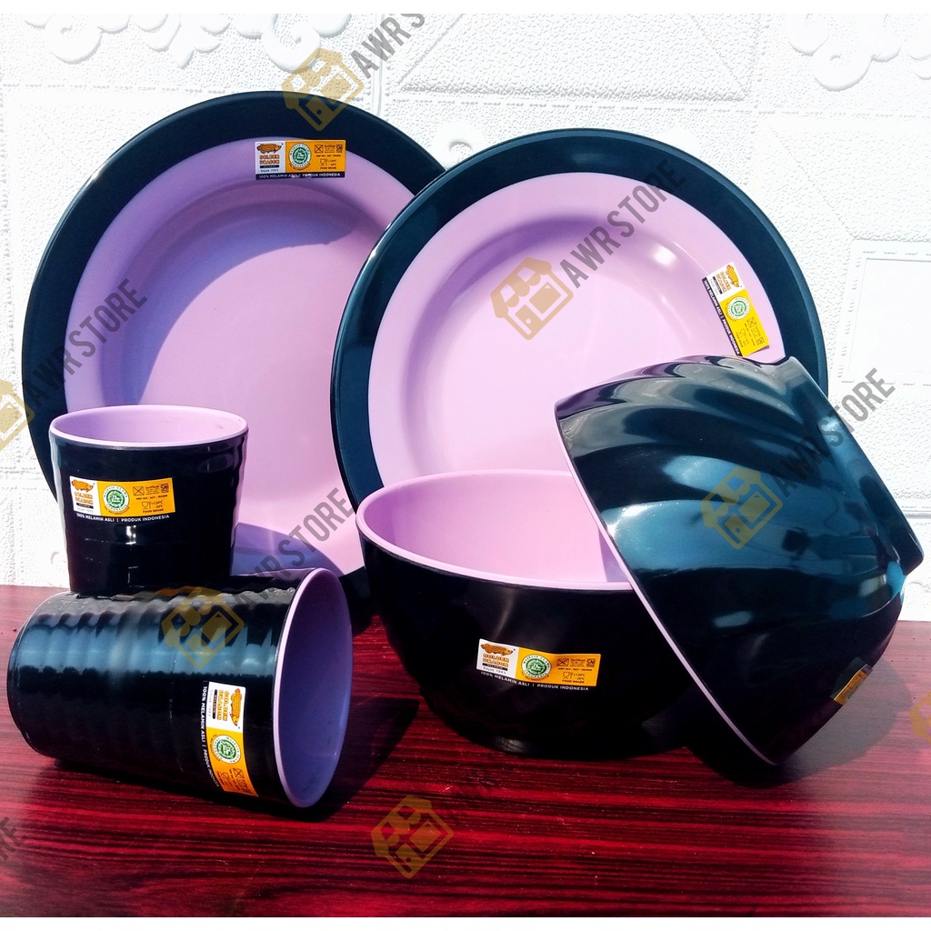PROMO PAKET HEMAT 6PCS PERALATAN MAKAN MELAMIN GOLDEN DRAGON KELUARAN TERBARU DENGAN KOMBINASI WARNA