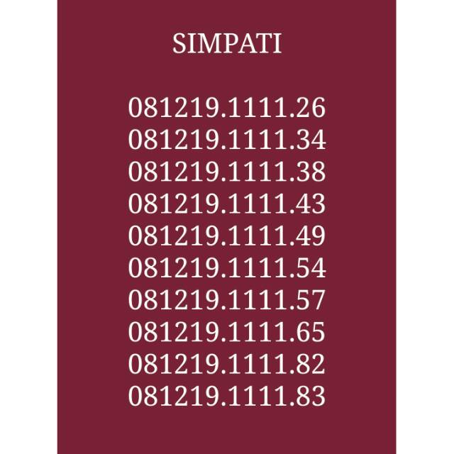 Nomor cantik simpati kwartet kw 1111