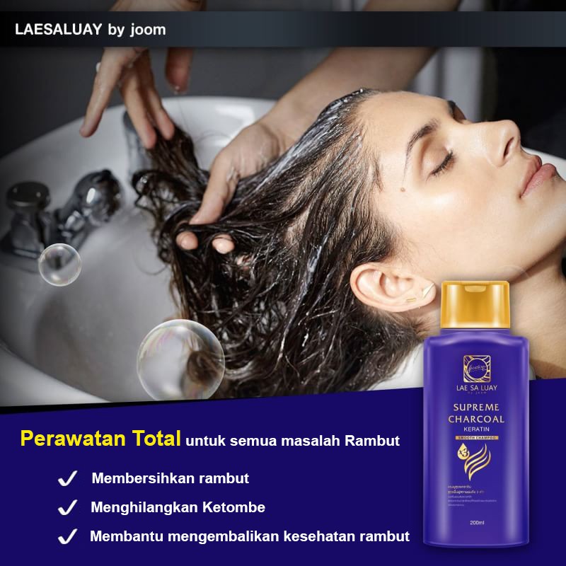 BPOM Lae Sa Luay Supreme Charcoal Smooth Shampoo / Keratin Shampoo / Shampo Kondisioner 200ml-4