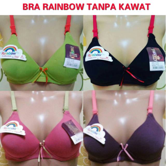 BH Wanita Rainbow Import Tanpa Kawat Busa Sedang  Rainbow Bra Cewek Tanpa Kawat Kait 2