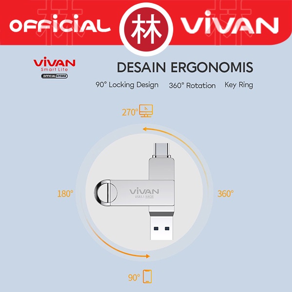 VIVAN VOC232 / VOC264 Flashdisk OTG Dual Type-C USB 3.1 32GB 64GB