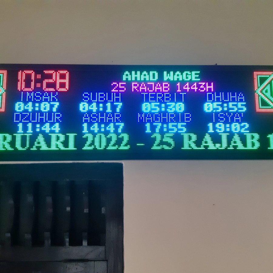 Kontroler Jam Jadwal Waktu Sholat JWS RGB 4x2 panel P5 T2 - Non Tartil
